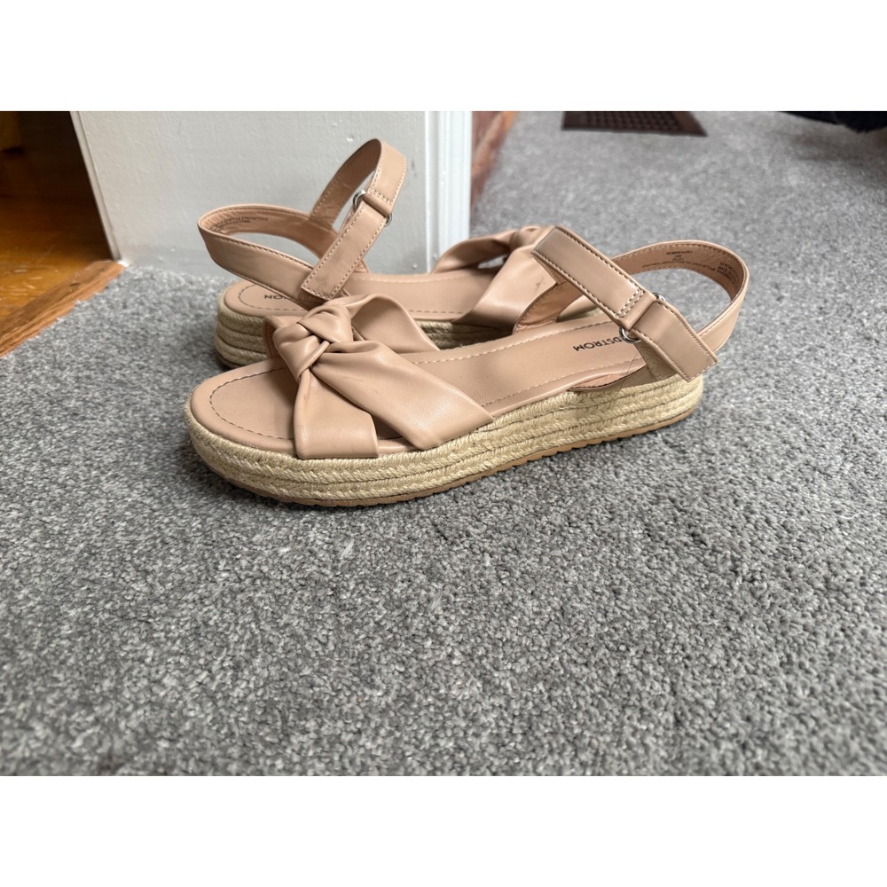 Nordstrom Girls Tan Knotted Bow Platform Espadrille Sandals Size 5 Big Kids